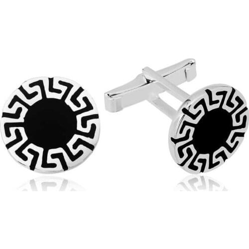 Silver Vintage Pattern Round Cufflinks