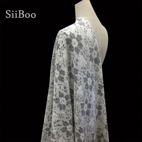 Italy soft hollowout stretch knitted embroidered lace bonded wool double layer fabric for winter coat dress tessut SP5909