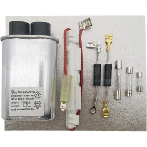 8pcs Mica Sheets + High Voltage Capacitor + High Voltage Diode + Fuse Accessories for Standard Microwave Oven for Midea