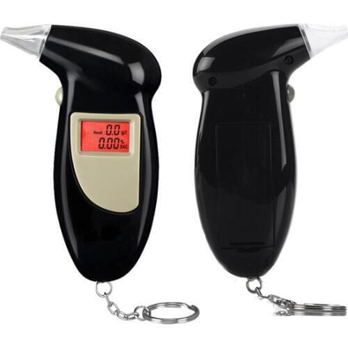 Brand new ABS material keychain breathalyzer digital alcohol tester with red backlight +10pcs mouthpieces