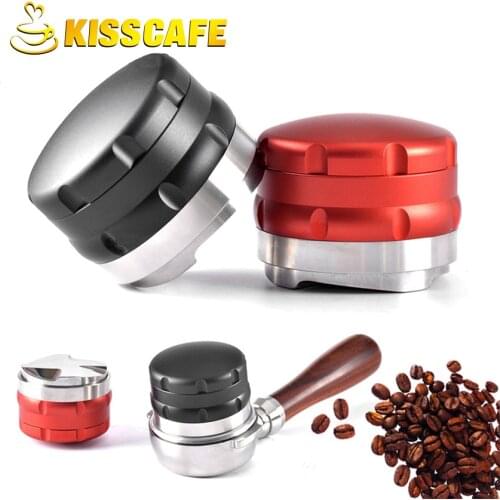 53mm/58.35mm Adjustable 304 Stainless Steel Coffee Tamper Four Angled Slopes Base Adjustable Distribution Espresso Tools Barista