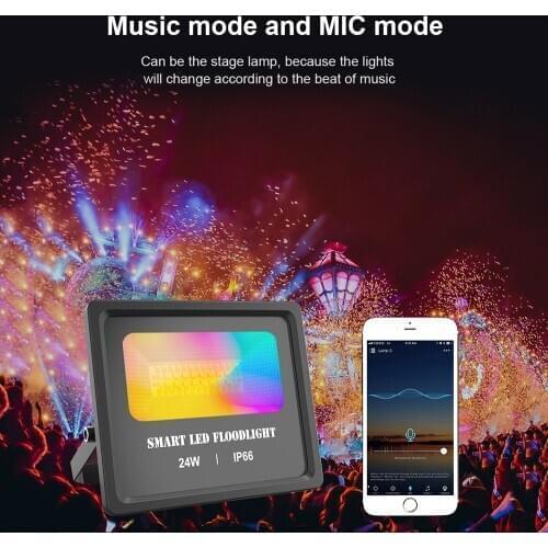 Smart LED Bluetooth Outdoor Floodlight Light RGB 24W APP Group Control IP66 Garden Waterproof Color Changing Spotlight Hot D30