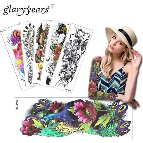 Glaryyears Large Arm Temporary Tattoo Sticker Rose Fake Tatoo Sleeve Flash Tatto Waterproof Big Body Art Men Women MX#01