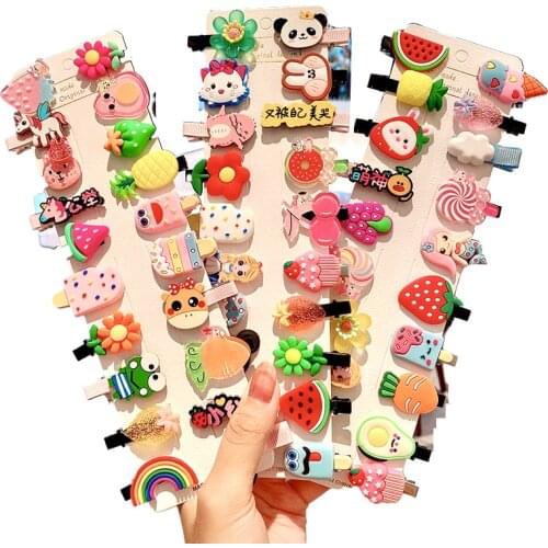 Baby Girls Cute Cartoon Ice Cream Unicorn Hair Clips 10PCS/Set Kids Lovely Hairpins Headband Barrettes Fashion Hair Accessories