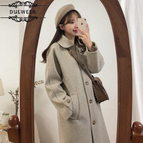 Wool Blends Womens Warm Overcoat Women Long Thickening Knee Length Single Breasted Elegant Streetwear Harajuku Leisure Trendy