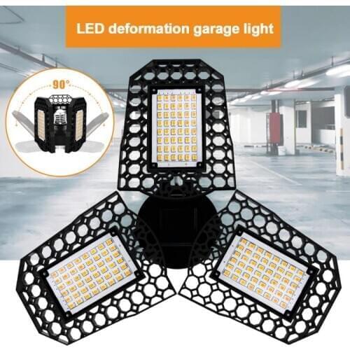 108/126/144 LED Garage Light 3000K/6000K E26/E27 Deformation Folding Ceiling Light High Bay Light For Garage Workshop Warehouse