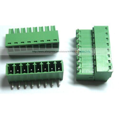 12 Pcs Screw Terminal Block Connector 3.5mm Angle 8 Pin Way Green Pluggable Type