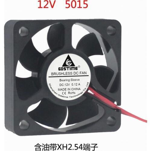 2pcs/lot 50x50x15mm DC12V 24V sleeve bearing 50mm Brushless Fan 5015 Small Cooling Fan 2pin 3d printer air vent