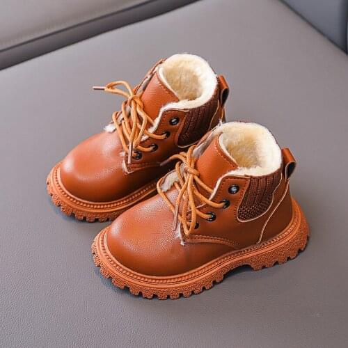 2021 Winter New Girls Cotton Shoes Fashion Boys Warm Martin Boots Hot Sale Children Waterproof Snow Boots G233