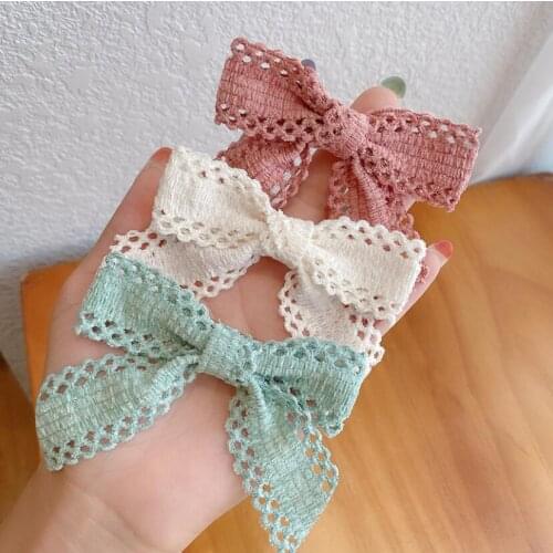 4" Sweet Lace Bows Hair Clip Jacquard Hair Bow For Babys Girl Hair Accessories 6 Colors 36pcs/lot