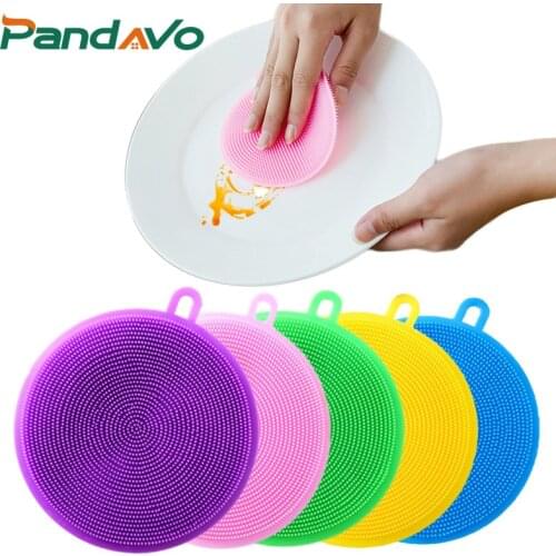 3/6pcs Silicone Cleaning Brush Dishwashing Sponge Multi-functional Fruit Vegetable Cutlery Kitchenware Brushes Kitchen Gadget