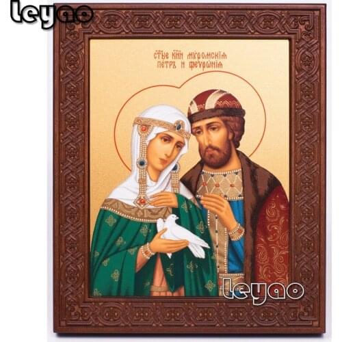 5d Full Square round Drill Diamond Painting Sts. Peter And Fevronia off Murom Mosaic Diamond Embroidery Cross Stitch Home Decor