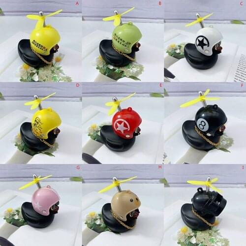 Car Ornament Lovely Small Black Duck In The Car Broken Wind Helmet Outdoor Sports Gift Decoration Accessories Wave-breaking