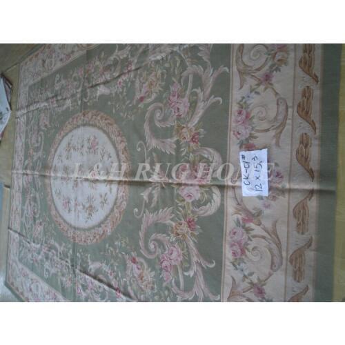 Free shipping 12'x15.3' French Aubusson woolen carpet, aubusson rug with vivid colors