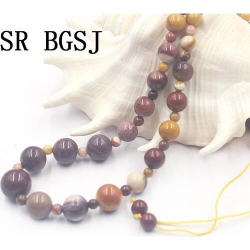 Free Shipping BGSJ 4-12mm Mookaite Jasper Graduated Natural Gemstone Stone Adjustable Men Jewelry Necklace 18"