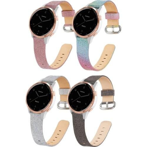 Shiny Bling Glitter Leather Band Watch Strap for Garmin Active vivoactive 4 Replacement strap 22mm