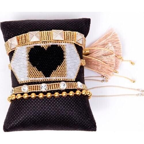 BLUESTAR Star Bracelet Heart MIYUKI Bracelet Micro Pave Pyramid Bead Pulseras Mujer Handmade Tassel Jewelry Armband