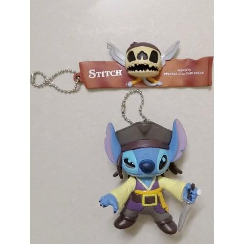 Disney Keychain Cartoon Stitch Caribbean Pirate Doll Key Ring Creative Handbag Pendant Cute Keychain Boyfriend Gift Wallet Chain