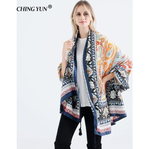 CHING YUN Winter Womens Scarf Warm Fashion Wild Ethnic Prints Lady Scarves Tassels Street Snap Cotton Linen Long Shaw l1792