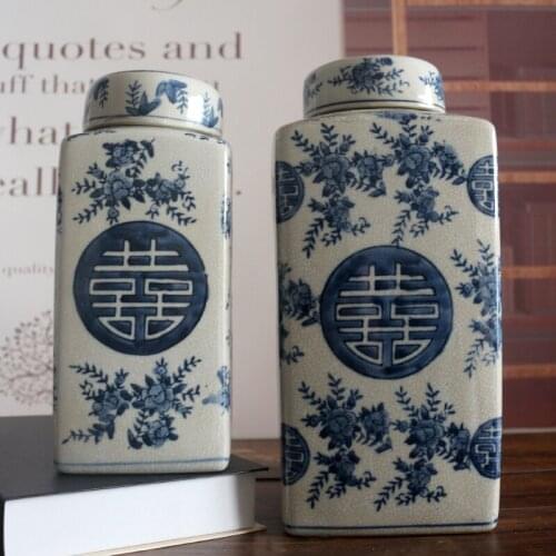 Jingdezhen Ming And Qing Dynasty Classical Ceramic Ginger jar Chinese Style Blue And White Porcelain Pot Crack porcelain jar
