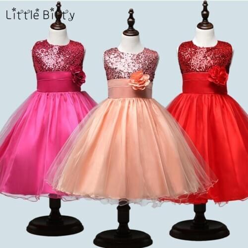 Kids Dresses for Girls Princess Dress Vestido Infantil Wedding Dress Children Sequin Flower Party Dress Girls Boutique Dress