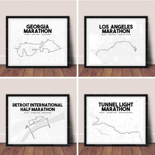 Boston-Georgia-Los Angeles Marathon 2018-2019 road map, printable marathon map art, personalized marathon map, runner gift, 26.2