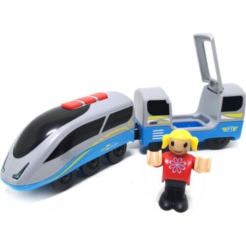 Electric magnetic train childrens toy car wooden rail car compatible with wooden train rail trolley children gift toy
