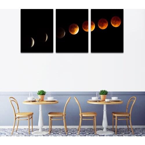 3 Panels Moon Eclipse Pictures Wall Canvas Paintings For Living Room Print Poster For Home Design Modern Aesthetic Room Decor