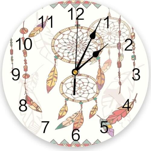 Indian Colored Dream Catcher Feathers 3D Wall Clock Modern Design Living Room Decoration Kitchen Clock Art Wall Watch Home Decor