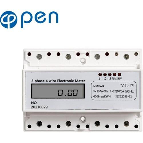 400V 50Hz Energy Meter Three Phase four wire DIN Rail LCD Digital Electric Meter