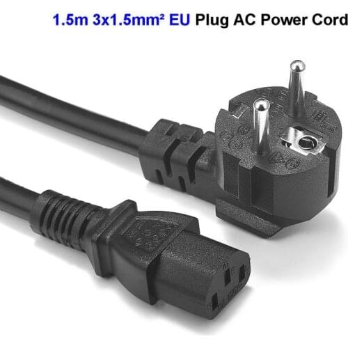 PSU Power Cable 1.5m 1.5mm USA UK EU Schuko Plug IEC C13 Power Cord For PC Computer PSU Antminer Printer UPS PDU DJ Stage Light