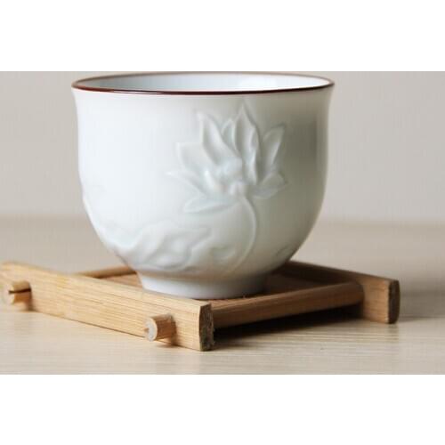 Ceramic Porcelain Tea Cup with Traditional Chinese Embossed Water Lily Painting T28142354C