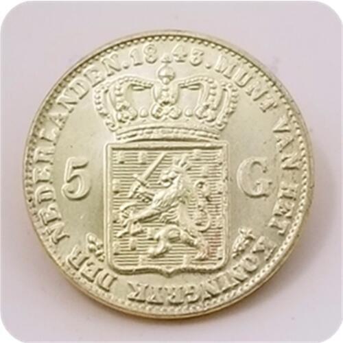 1843 Netherlands 5 Gulden - Willem II COPY COIN FREE SHIPPING