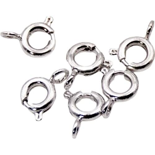 10 Pcs 8mm silver Plated Round Spring Clasp necklace Findings Simple Brass Round Clasp DIY Making Jewelry Supply
