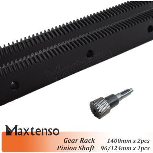 MAXTENSO 2pcs Gear Rack 1.25mod 1400mm right helical and 1pcs Pinion Shaft left hand 96mm or 127mm set Engraving machine cnc