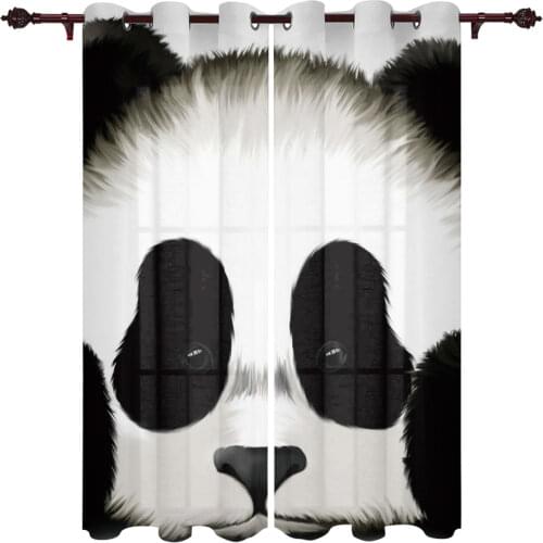 Panda Cartoon Cute Valance Window Curtains For Living Room Bedroom Kitchen Home Luxury Youth Room Treatment Window Curtains
