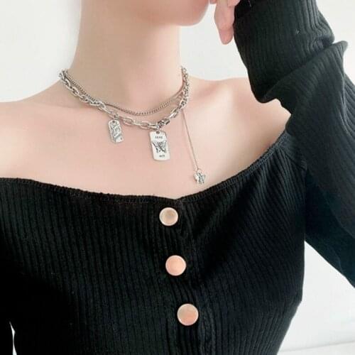 Fashion simple butterfly necklace for women statement four-pointed star pendant tassel metal neck chains harajuku accessories je