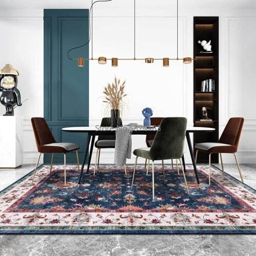 Fashion European Style Floral Ethnic Style Dark Blue Red Living Room Bedroom Bedside Carpet Floor Mats