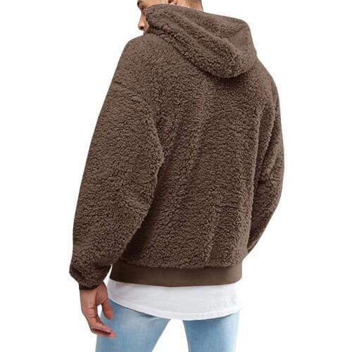 Men Plush and Velvet Warm Hoodies Solid Autumn Casual Long Sections Hooded Sweatshirt Long Sleeve Overcoat Hoodies Outwear S-XXL