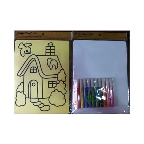 Color Sand art kits for children toy 4pcs of cards and 1 sets of 10 colors sand