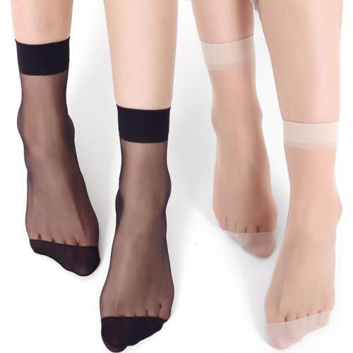 20Pieces 10 Pairs Summer Female Short Socks Womens Socks Thin Crystal Transparent Silk Socks Girl Ankle Sox