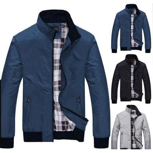 New Men Stand-up collar baseball uniform 2020 autumn Mens Casual Solid Parka Coats Windproof Slim Zipper Outwear Casual jacket