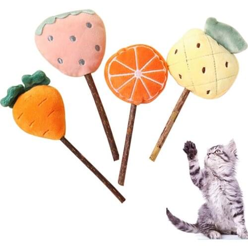 New Pet Products Fruit Modeling Mutian Liao Funny Cat Stick Cat Toy Wooden Puppy Molar Stick Dog Accessories Kitty Cute Doll