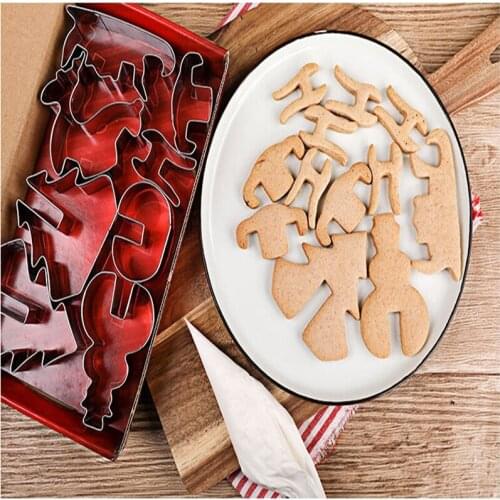 New Stainless Steel 8pcs/set 3D Christmas Cookie Cutters Cake Cookie Mold Fondant Cutter DIY Baking Tools Kitchen Accessories