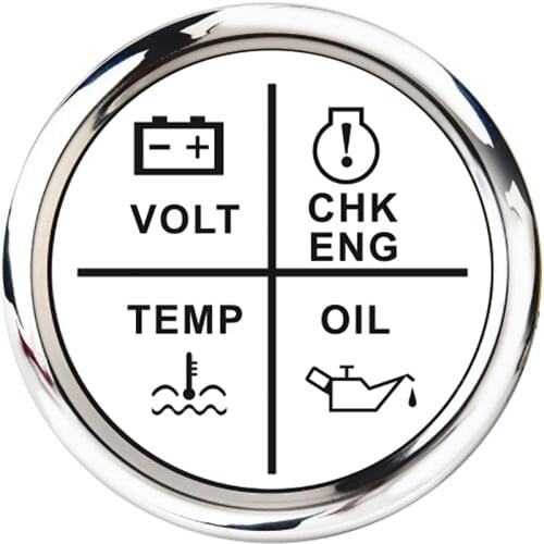 New 52mm 4 LED Alarm Gauge Meter Volt Oil Press Water Temp Check Engine Meter For Car Marine Boat 12V 24V Oil Pressure Gauge
