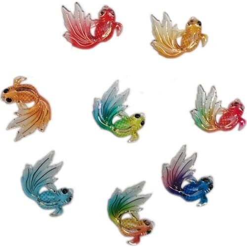 Adorable Golden Fish Resin Flatback Cabochons Kawaii Gold Fish Slime Charms Ornaments