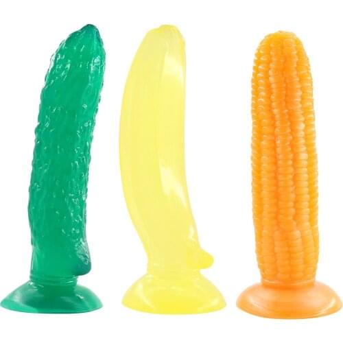 Cucumber Corn Shape Artificial Cock Suction Cup No Vibrators Sex Toys for Woman Realistic Dildo Banana Penis Silicone Sextoys