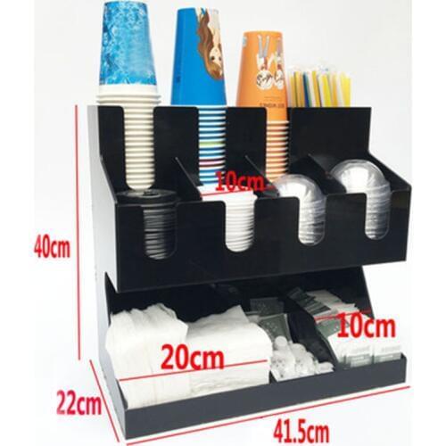 Cup & Lid Dispenser Organizer Acrylic Cup Holder Bar Storage Box Paper Cup Plastic Shelf Coffee Tea Cup Rack Cocktail Box