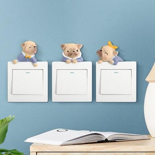 Cartoon Animal Bago Switch Cover Room Decor 3D Resin On-off Switch Sticker Luminous Switch Outlet Wall Sticker
