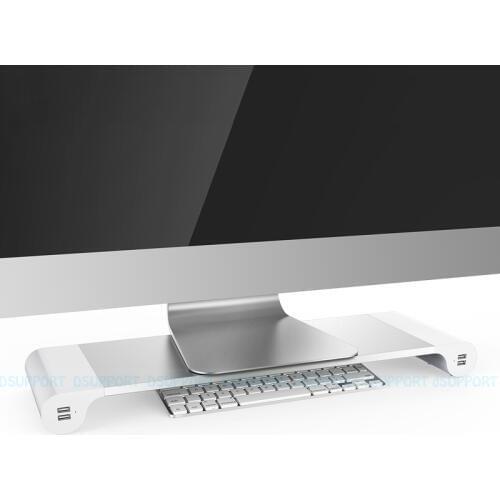 Aluminum Alloy Desktop Monitor Stand Space Bar Non-slip Laptop Stand Riser with 4-ports USB charging for iMac, MacBook Pro, Air